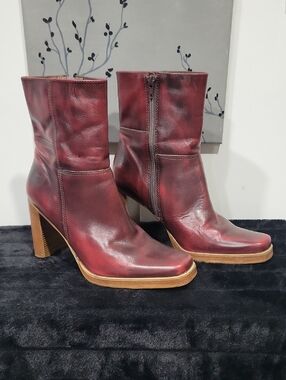 Vintage Candies Red Leather Boots Size 8.5